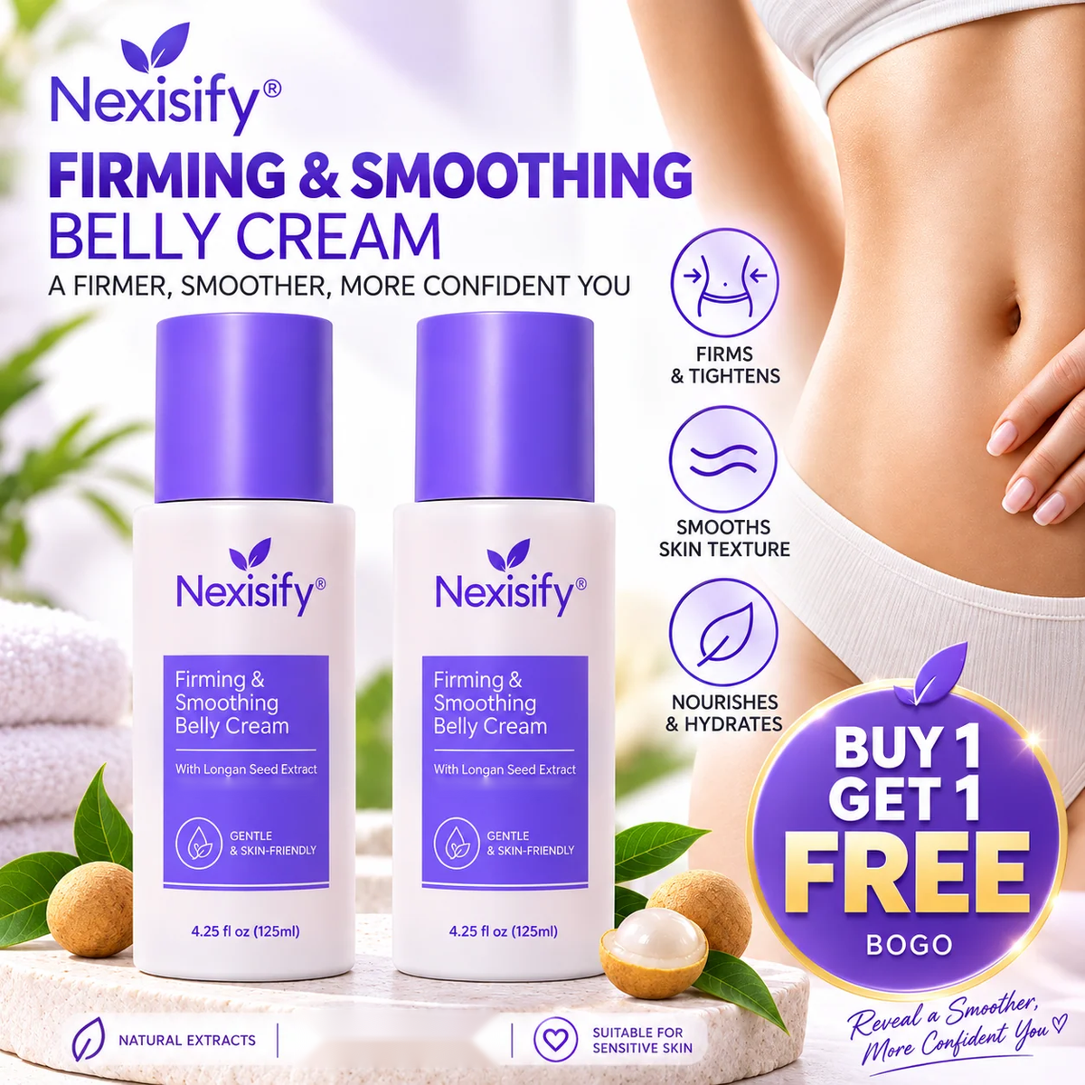 𝐎𝐟𝐟𝐢𝐜𝐢𝐚𝐥 𝐁𝐫𝐚𝐧𝐝 𝐒𝐭𝐨𝐫𝐞✨ — ✨ Buy 1 Get 1 Free 💜 Nexisify® 𝟐𝟎𝟐𝟔 Firming & Smoothing Belly Cream for Hydrated Skin 🎁
