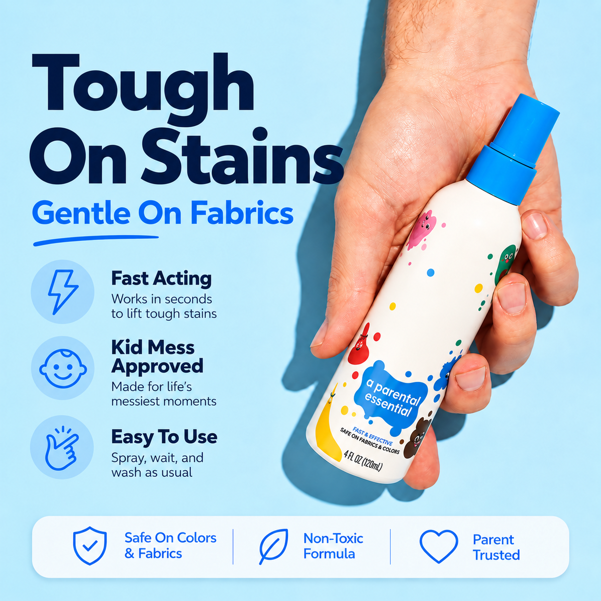 💧Stain Remover Spray | Tough‑on‑Stains Gentle Fabric Cleaner for Clothes & Upholstery
