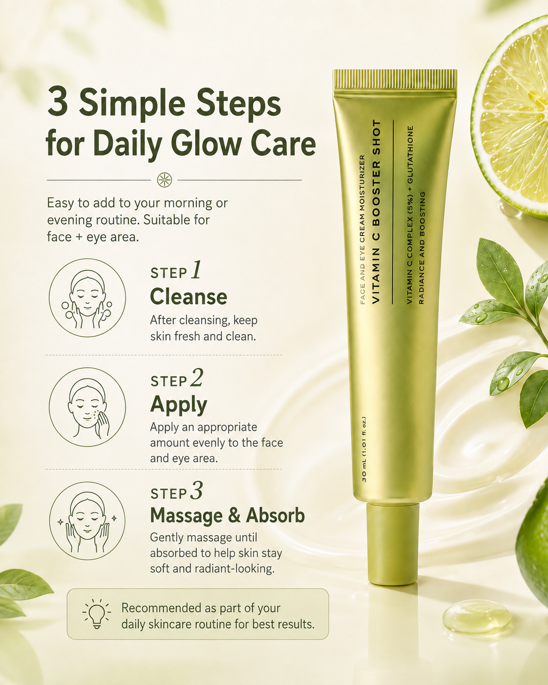 Vitamin C Booster Shot Radiance Serum with Niacinamide & Glutathione, 30ml