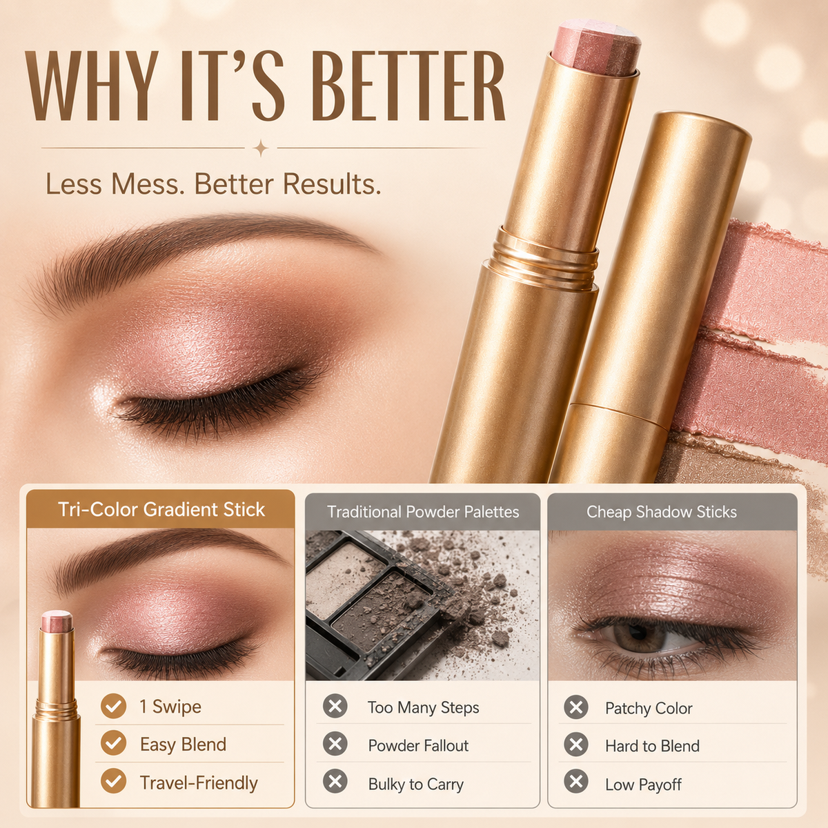 💖LAST DAY - BUY 1 GET 1 FREE!!💕 HZA® Tri-Color Gradient Eyeshadow Stick