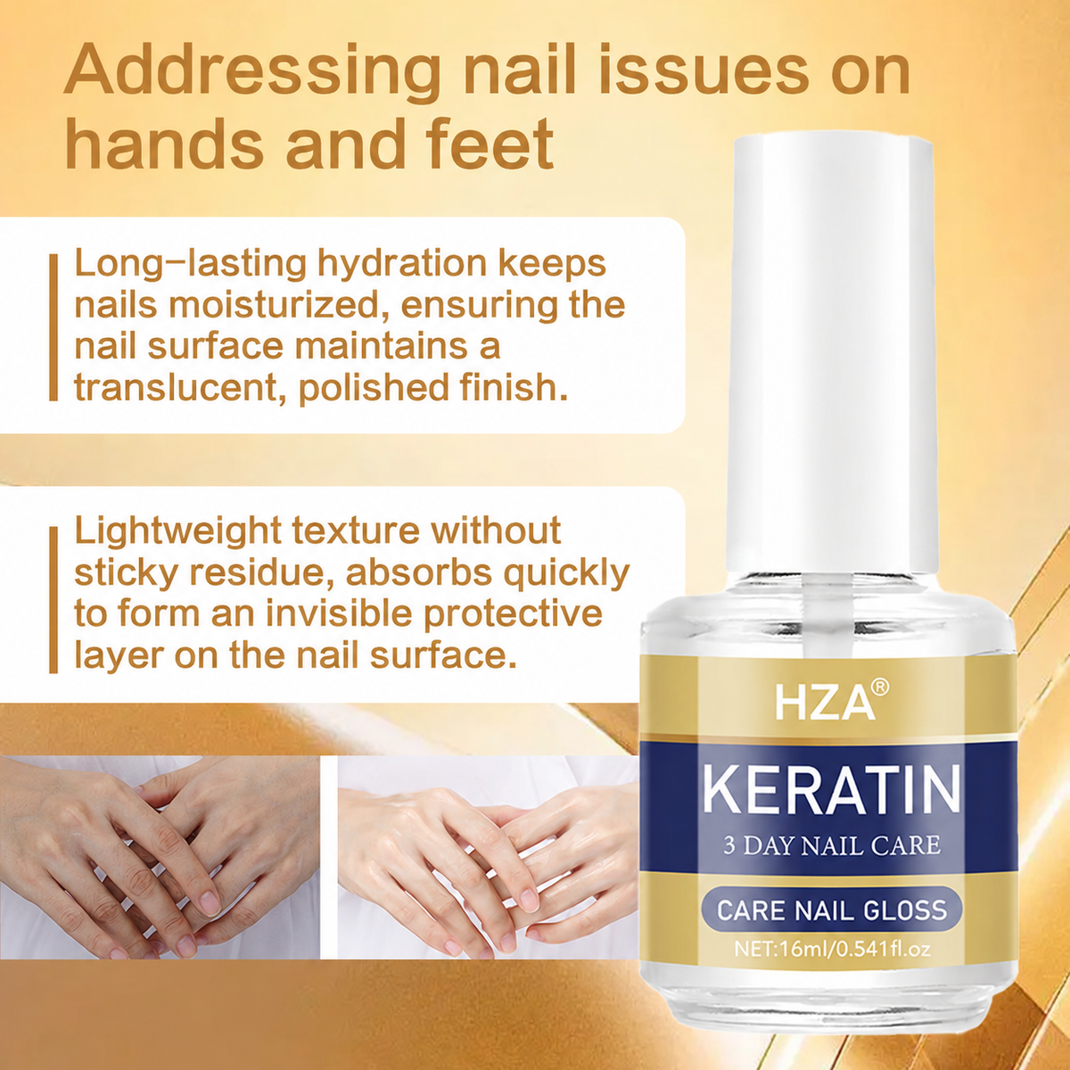 💖LAST DAY - BUY 1 GET 1 FREE!!💕  HZA® Keratin Nail Care Gloss ✨ For Brittle, Peeling Nails