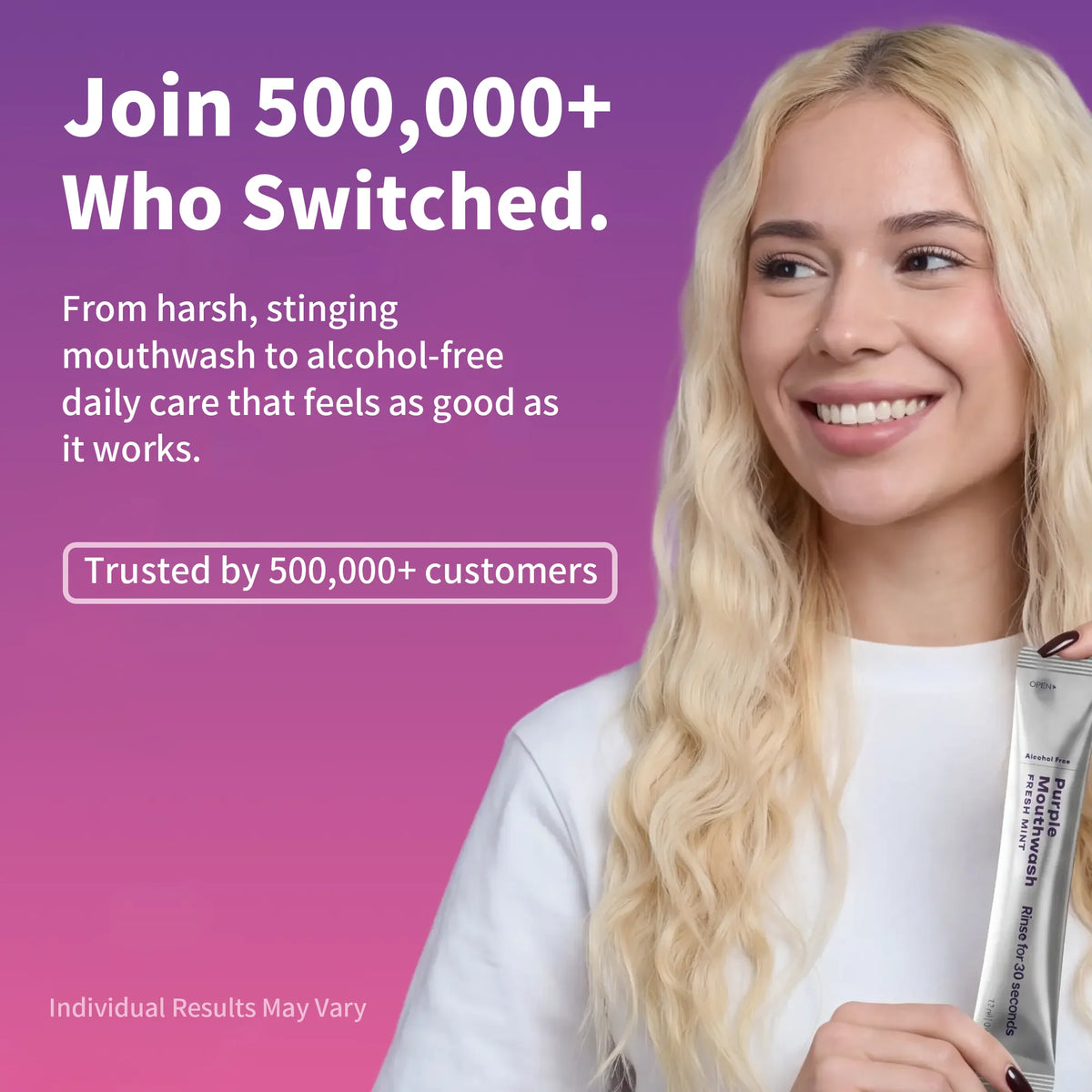 Nexisify Purple Mouthwash - Sachets 20 Pack - Peroxide-Free - Alcohol Free - Vegan Mint