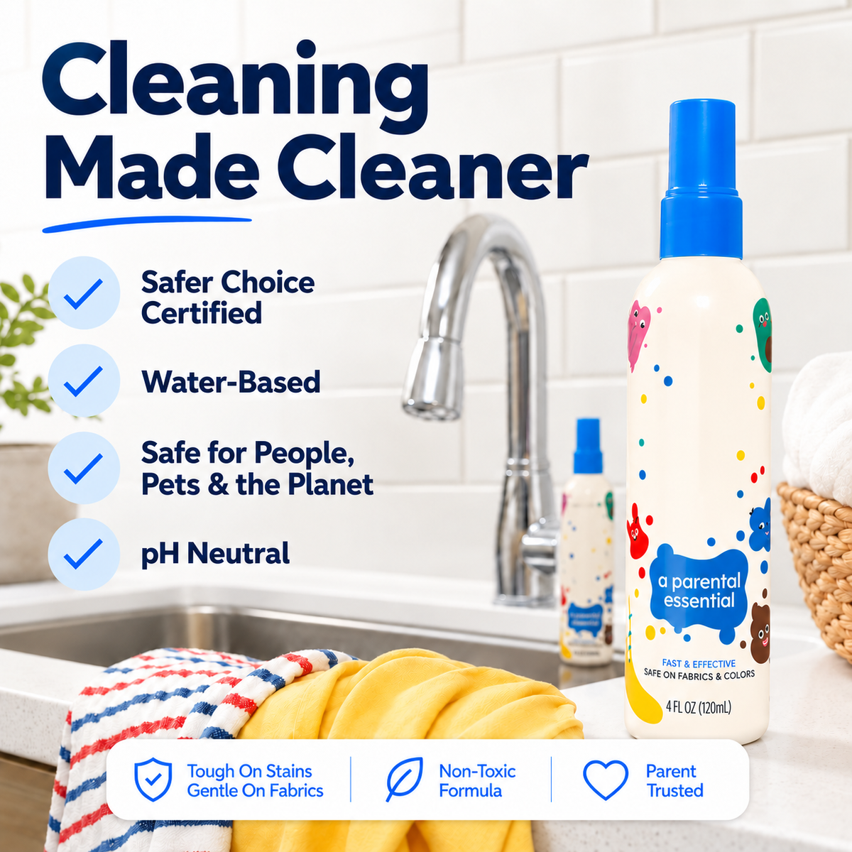 💧Stain Remover Spray | Tough‑on‑Stains Gentle Fabric Cleaner for Clothes & Upholstery
