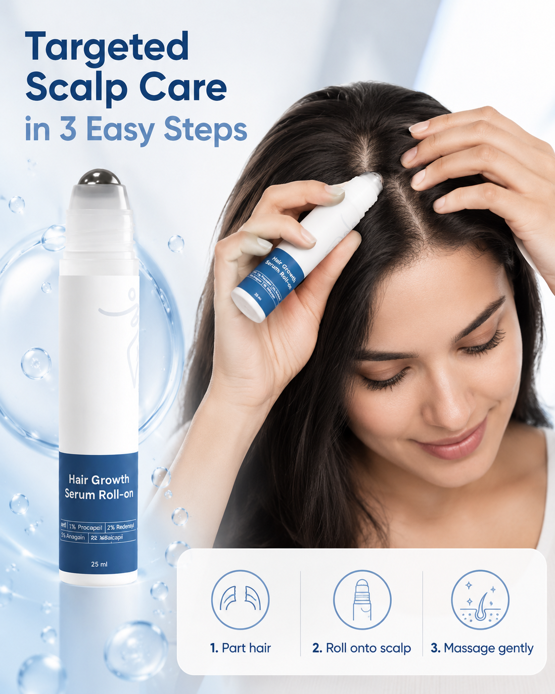 Advanced Hair Density Roll-On Scalp Serum – Saw Palmetto, Rosemary & Caffeine for Fuller-Looking Hair