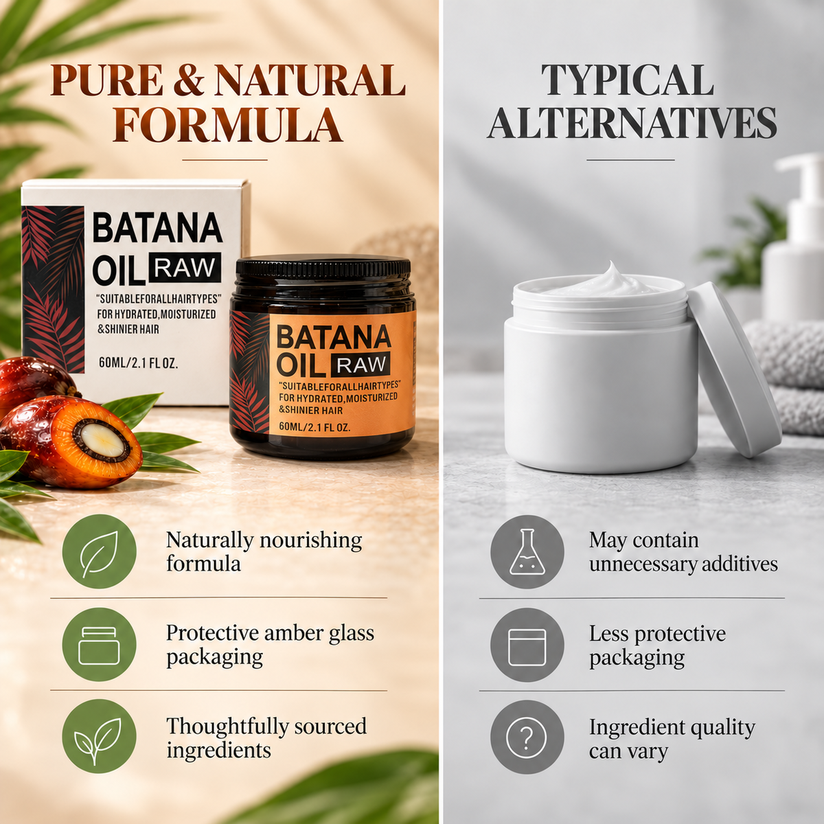 100% Raw Batana Oil for Thicker, Fuller & Healthier-Looking Hair