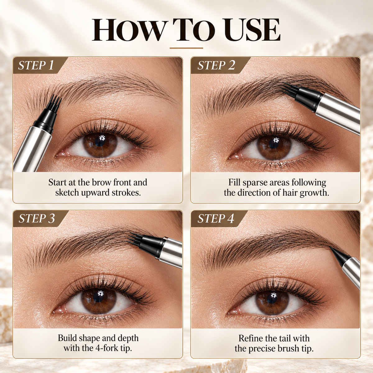 4-Prong Dual-Ended Eyebrow Pen