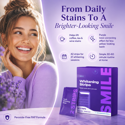 Purple Teeth Whitening Strips for Sensitive Teeth – Peroxide-Free | 7/21 Whitening Sessions