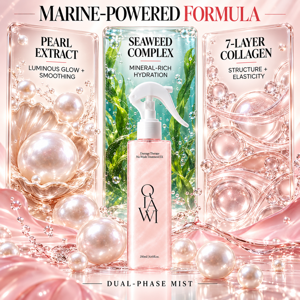 Rose Repair Leave-in Hair Spray—exuding the fragrance of rose and musk.